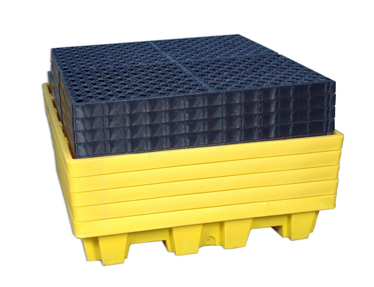 Spill Pallet P4, Nestable Model, With Drain, Yellow - Image 4