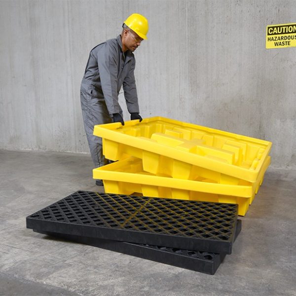 Spill Pallet P4, Nestable Model, No Drain, Yellow