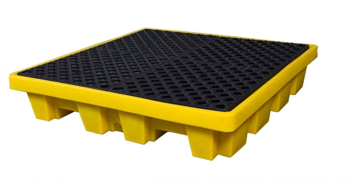 Spill Pallet P4, Nestable Model, With Drain, Yellow - Image 3